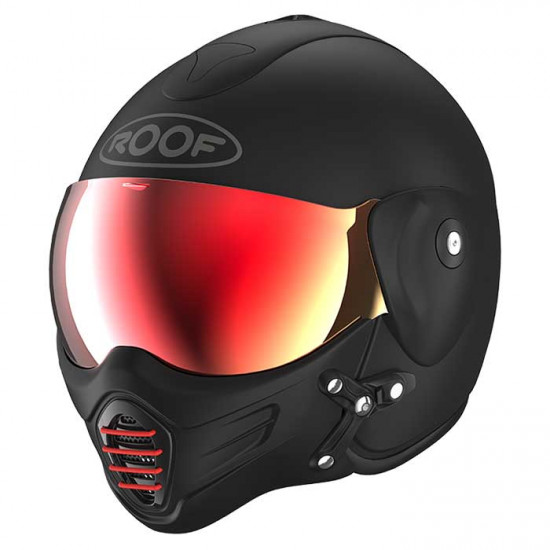 Roof RO9 Roadster Iron Matt Black Red Open Face Helmets - SKU HRO1171954