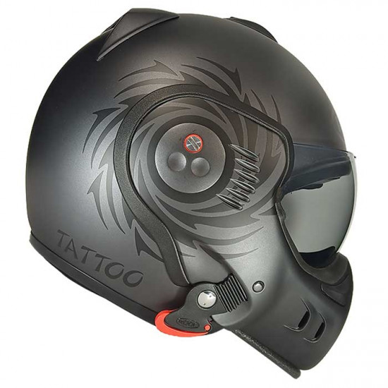 Roof RO5 Boxer V8 S Tattoo Matt Grap Black Flip Front Motorcycle Helmets - SKU HRO1242354