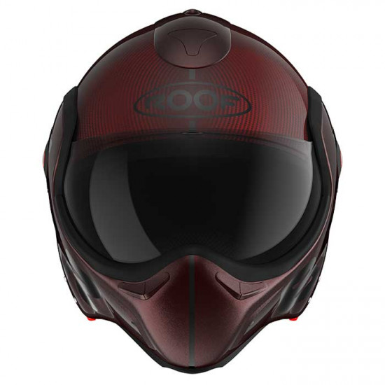 Roof RO9 Boxxer Carbon Mono Red Flip Front Motorcycle Helmets - SKU HRO1277354