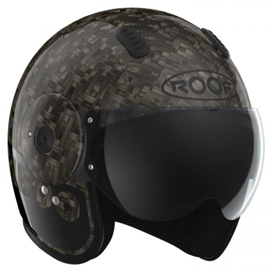 Roof RO15 Bamboo Black Glossy Open Face Helmets - SKU HRO60102354