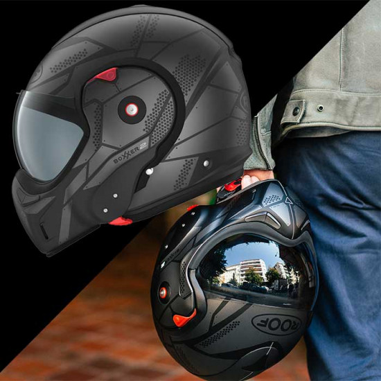 Roof RO9 Boxxer 2 Kendo Matt Black Steel Flip Front Motorcycle Helmets - SKU HRO60202154