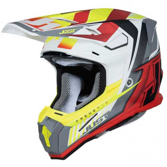 Just1 J22 Frenetik Fire Fluo Yellow Red White Off Road Helmets - SKU JUS208S