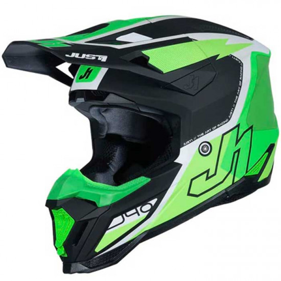 Just1 J40 Flash Fluo Green White Off Road Helmets - SKU JUS412S