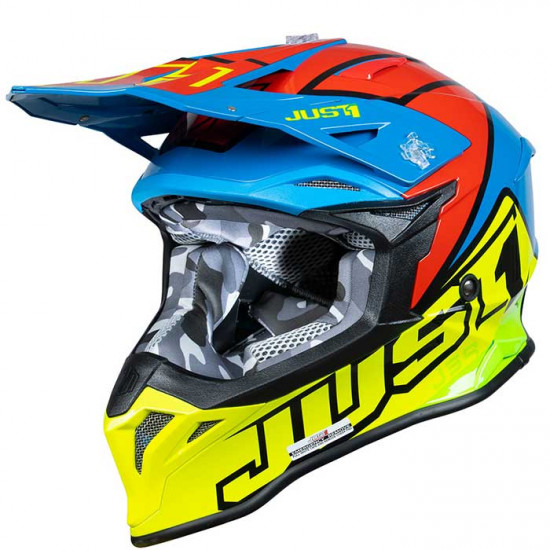 Just1 J39 Thruster Fluo Yellow Red Blue Off Road Helmets - SKU JUS604S