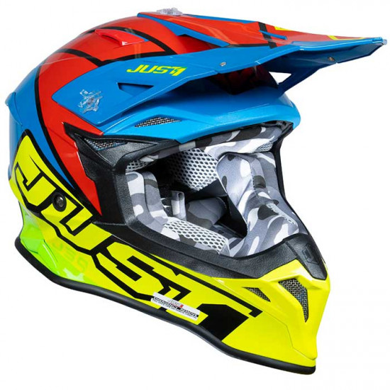 Just1 J39 Thruster Fluo Yellow Red Blue Off Road Helmets - SKU JUS604S