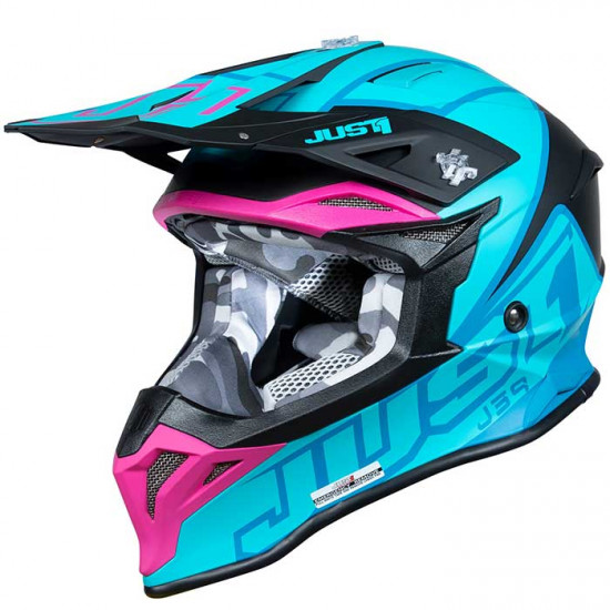 Just1 J39 Thruster Matt Blue Fushia Off Road Helmets - SKU JUS608S