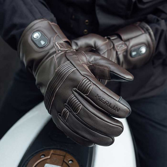 Merlin Minworth II Heated Glove Dark Brown Mens Motorcycle Gloves - SKU MWG048/DRKBRN/SML