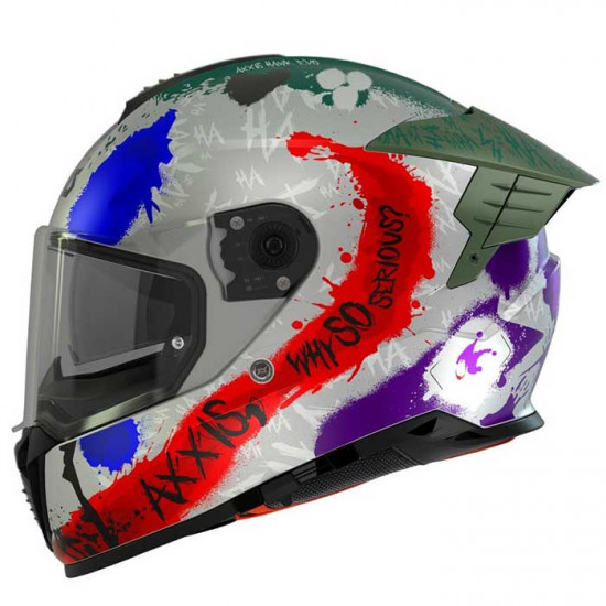 Axxis Hawk Evo SV Sick Joke Matt Grey Full Face Helmets - SKU 8060361