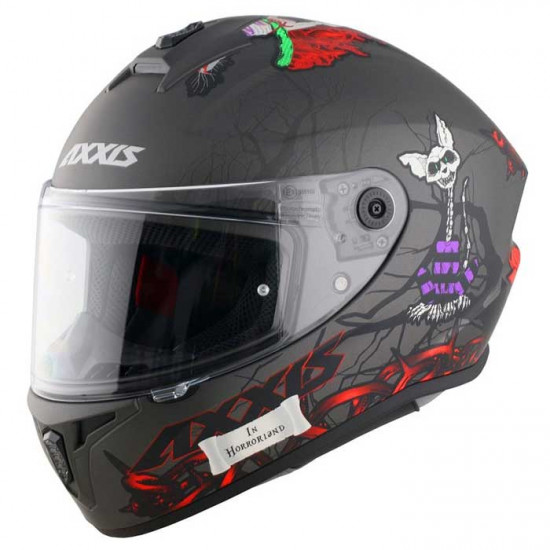 Axxis Draken S Horrorland Matt Titanium Full Face Helmets - SKU 8060501