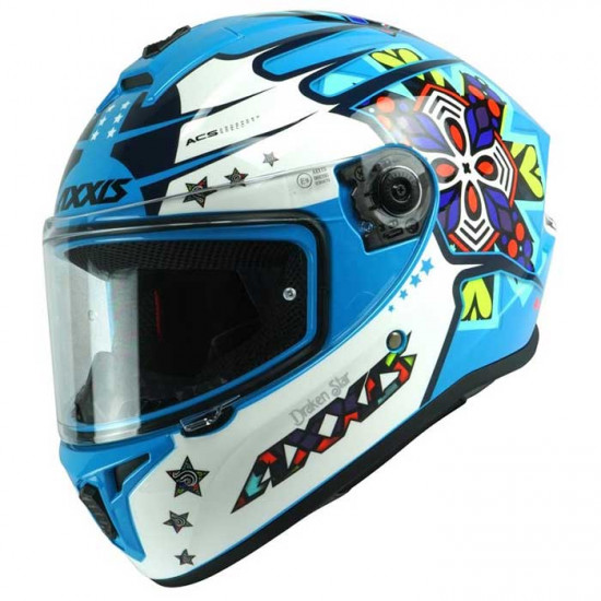 Axxis Draken S Star Gloss Fluo Blue Full Face Helmets - SKU 8060531