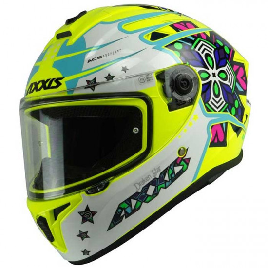 Axxis Draken S Star Gloss Fluo Yellow Full Face Helmets - SKU 8060541