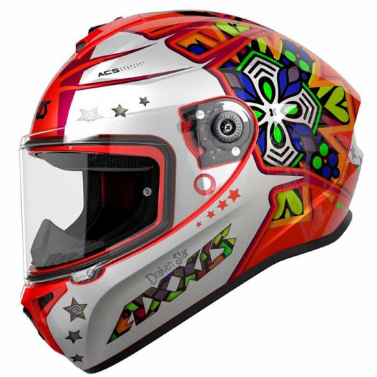 Axxis Draken S Star Gloss Fluo Red Full Face Helmets - SKU 8060551