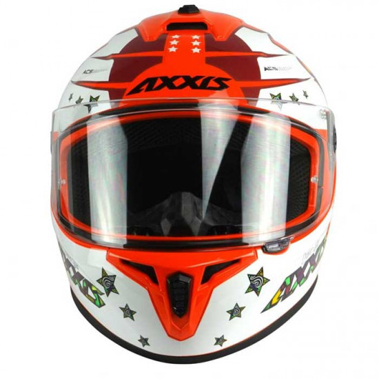 Axxis Draken S Star Gloss Fluo Red Full Face Helmets - SKU 8060551