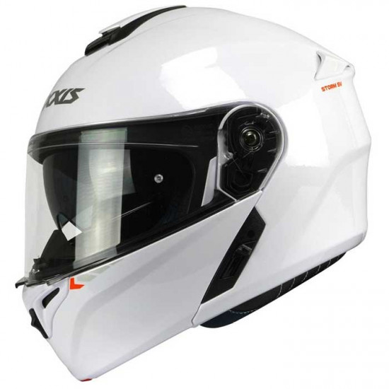 Axxis Storm SV Gloss White Flip Front Motorcycle Helmets - SKU 8060771