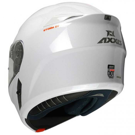 Axxis Storm SV Gloss White Flip Front Motorcycle Helmets - SKU 8060771