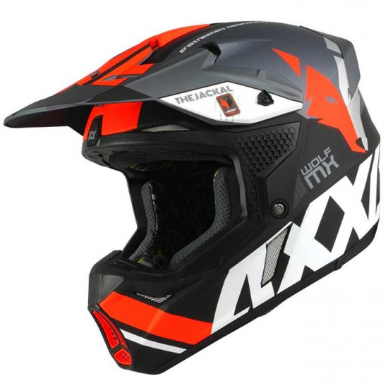 Axxis Wolf Jackal Matt Grey Fluo Orange Off Road Helmets - SKU 8061632