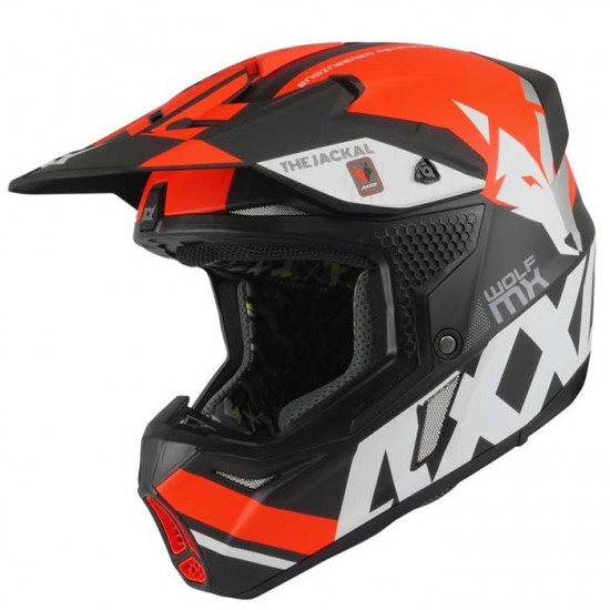 Axxis Wolf Jackal Matt Black Fluo Orange Off Road Helmets - SKU 8061661