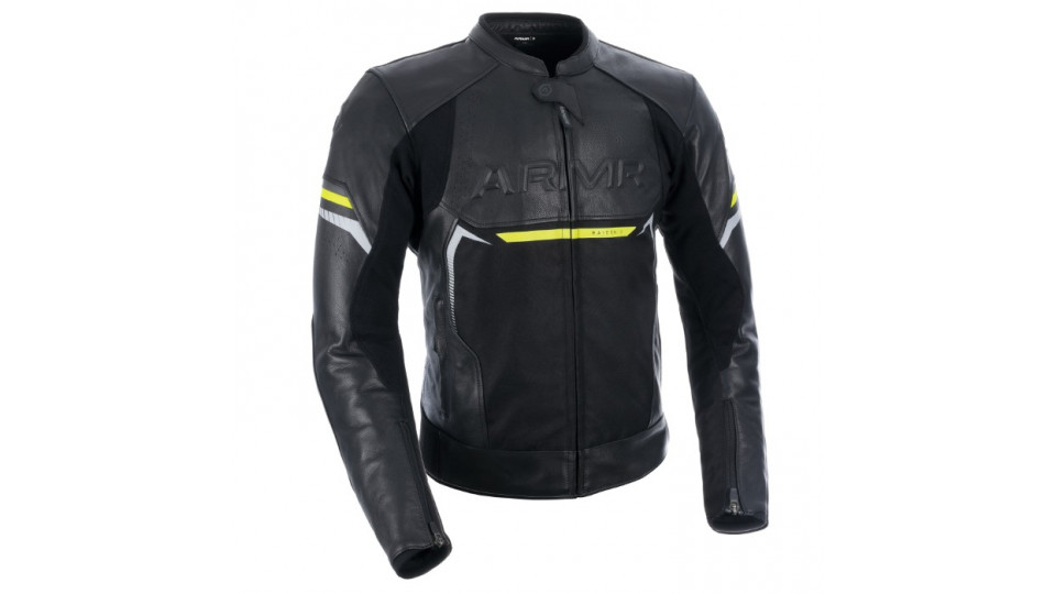 ARMR Raiden 3.0 Mens Leather Jacket Black Fluo Yellow