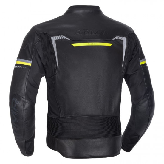 ARMR Raiden 3.0 Mens Leather Jacket Black Fluo Yellow