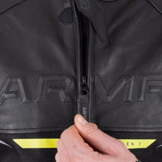 ARMR Raiden 3.0 Mens Leather Jacket Black Fluo Yellow Mens Motorcycle Jackets - SKU ARML2301032XL