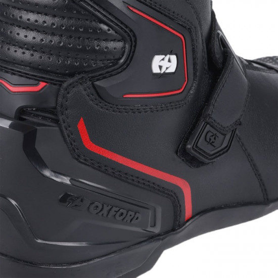 Oxford Omega Air Vented Short Mens Boots Black White Red Mens Motorcycle Touring Boots - SKU BM23380240