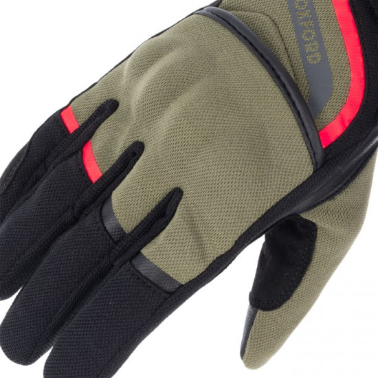 Oxford Dakar 1.0 Mens Gloves Green Red Mens Motorcycle Gloves - SKU GM2211042XL