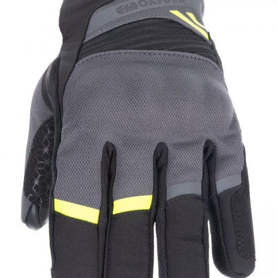 Oxford Dakar 1.0 Dry2Dry Waterproof Mens Gloves Charcoal Yellow Mens Motorcycle Gloves - SKU GM2222022XL