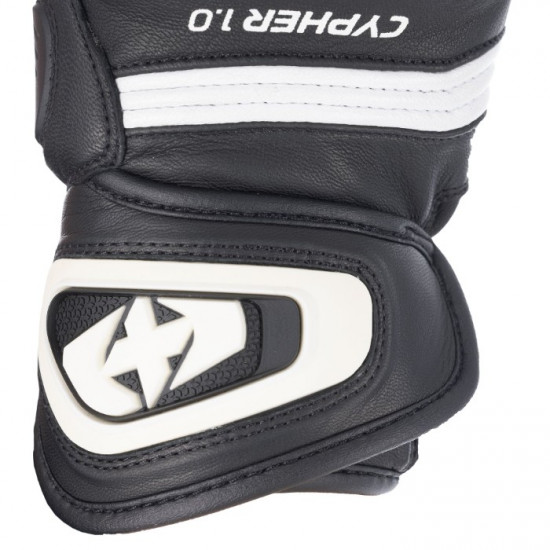 Oxford Cypher 1.0 Short Leather Mens Gloves Black White Mens Motorcycle Gloves - SKU GM2232012XL