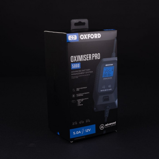 Oxford Oxmiser Pro 5000 Motorcycle Battery Charger AGM LiFePO4 Lithium UK Plug Battery Chargers - SKU EL204