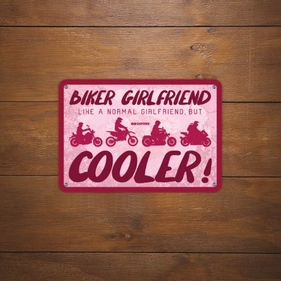 Oxford Garage Metal Sign: Biker Girlfriend