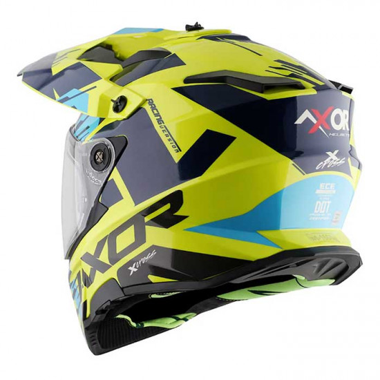 Axor X-Cross Neon Yellow Blue Full Face Helmets - SKU AXR016S from RaceLeathers Motorcycle Clothing