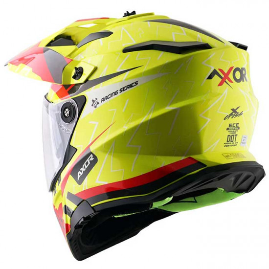 Axor X-Cross Flash Neon Yellow Red Full Face Helmets - SKU AXR019S