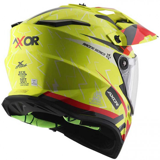 Axor X-Cross Flash Neon Yellow Red Full Face Helmets - SKU AXR019S