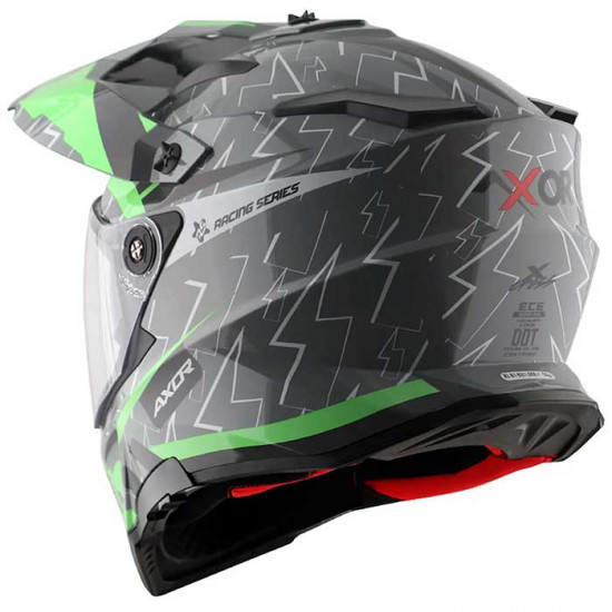 Axor X-Cross Flash Cool Grey Green Full Face Helmets - SKU AXR020S