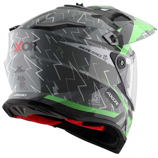 Axor X-Cross Flash Cool Grey Green Full Face Helmets - SKU AXR020S