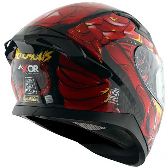 Axor Apex Venomous Black Red Full Face Helmets - SKU AXR021S