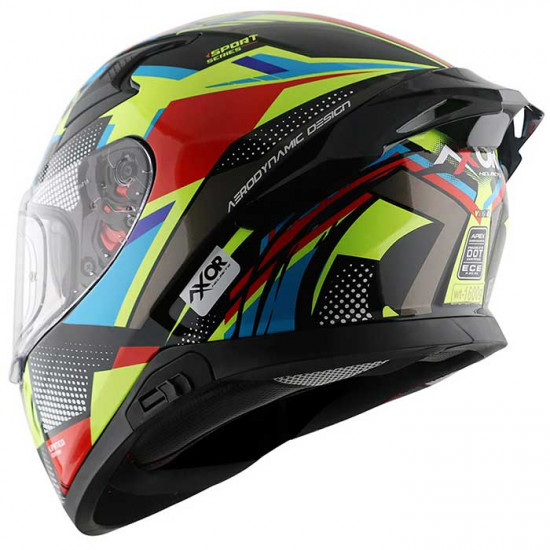 Axor Apex Vivid Black Neon Yellow Full Face Helmets - SKU AXR023S from RaceLeathers Motorcycle Clothing