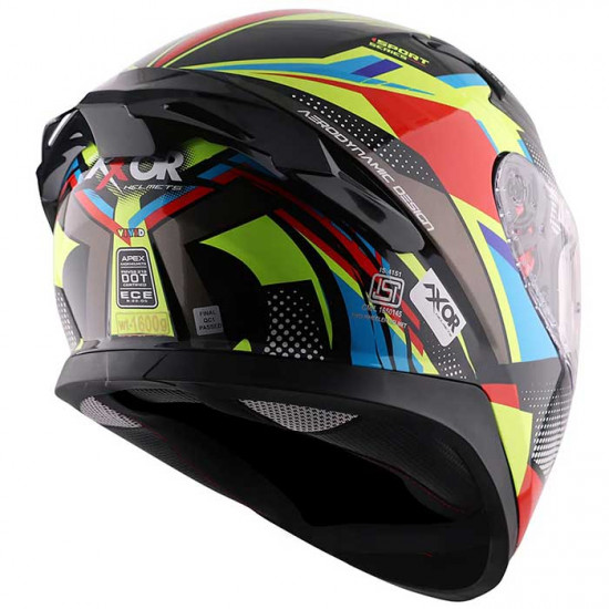 Axor Apex Vivid Black Neon Yellow Full Face Helmets - SKU AXR023S from RaceLeathers Motorcycle Clothing