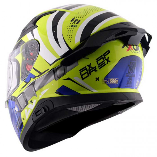 Axor Apex Hex 2 Neon Yellow Blue Full Face Helmets - SKU AXR026S