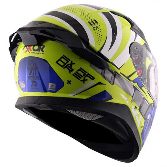 Axor Apex Hex 2 Neon Yellow Blue Full Face Helmets - SKU AXR026S