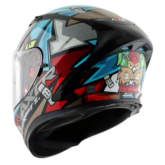 Axor Street Bobby Black Blue Full Face Helmets - SKU AXR027S