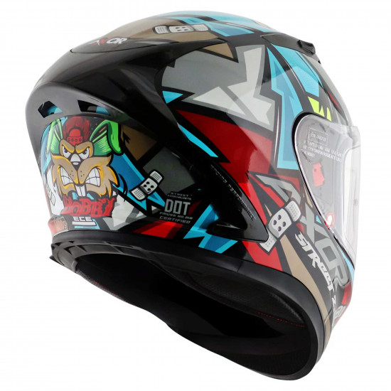 Axor Street Bobby Black Blue Full Face Helmets - SKU AXR027S