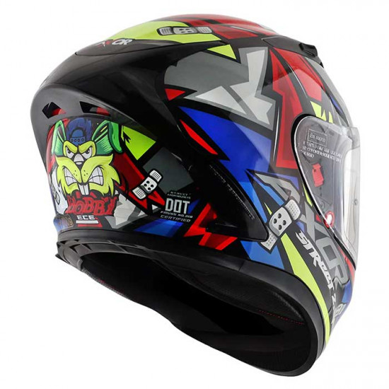 Axor Street Bobby Black Red Full Face Helmets - SKU AXR028S