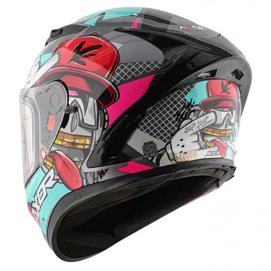 Axor Street Hip Hop Athena Grey Mint Full Face Helmets - SKU AXR029XS