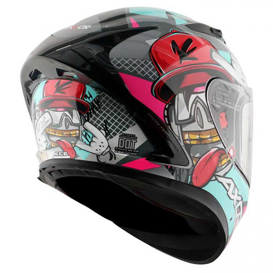 Axor Street Hip Hop Athena Grey Mint Full Face Helmets - SKU AXR029XS