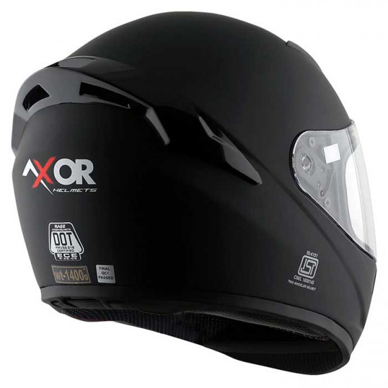 Axor Rage Matt Black Full Face Helmets - SKU AXR037S from RaceLeathers Motorcycle Clothing