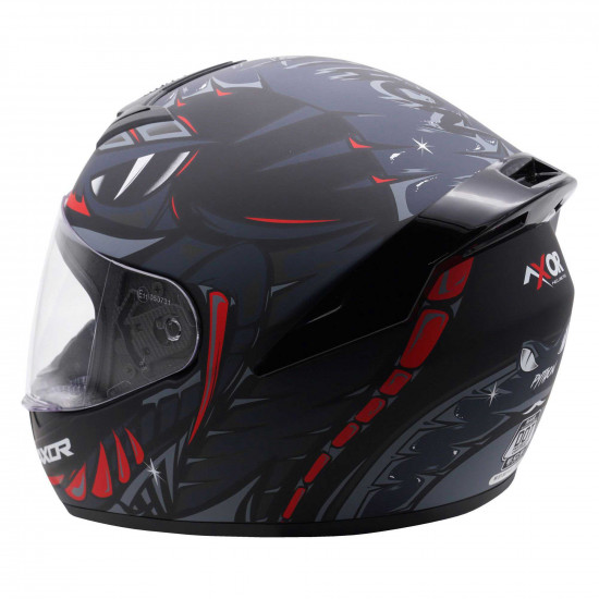 Axor Rage Python Matt Black Grey Red Full Face Helmets - SKU AXR039S