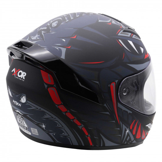 Axor Rage Python Matt Black Grey Red Full Face Helmets - SKU AXR039S