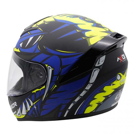 Axor Rage Matt Python Blue Yellow Black Full Face Helmets - SKU AXR040S