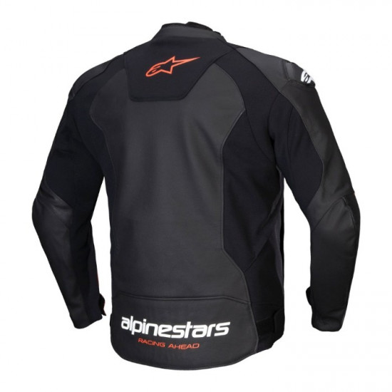 Alpinestars Faster V3 Leather Jacket Black Red Fluo